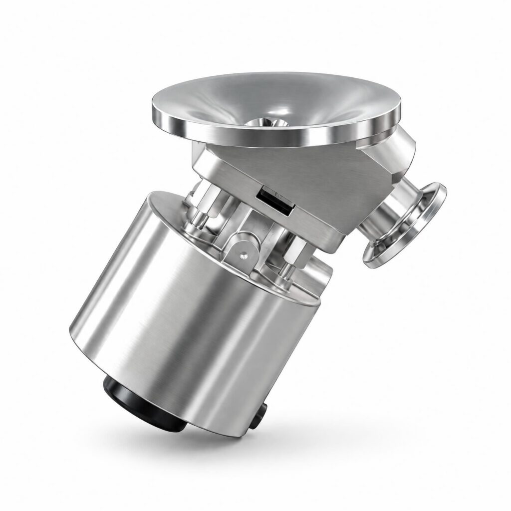 Vanne à membrane de fond de cuve sanitaire avec actionneur pneumatique inox pour bioréacteurs et cuves pharmaceutiques RECOWA